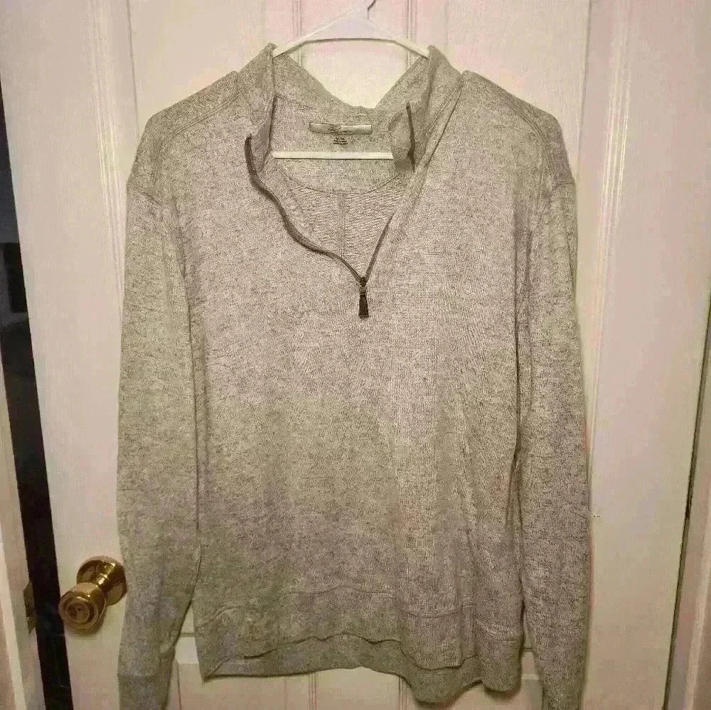 Greg Norman Mens Sz M Golf  Pullover  Beige 1/4 Zip Heathered